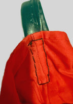 Red Plaid Shoulder Bag with Faux Leather Trim