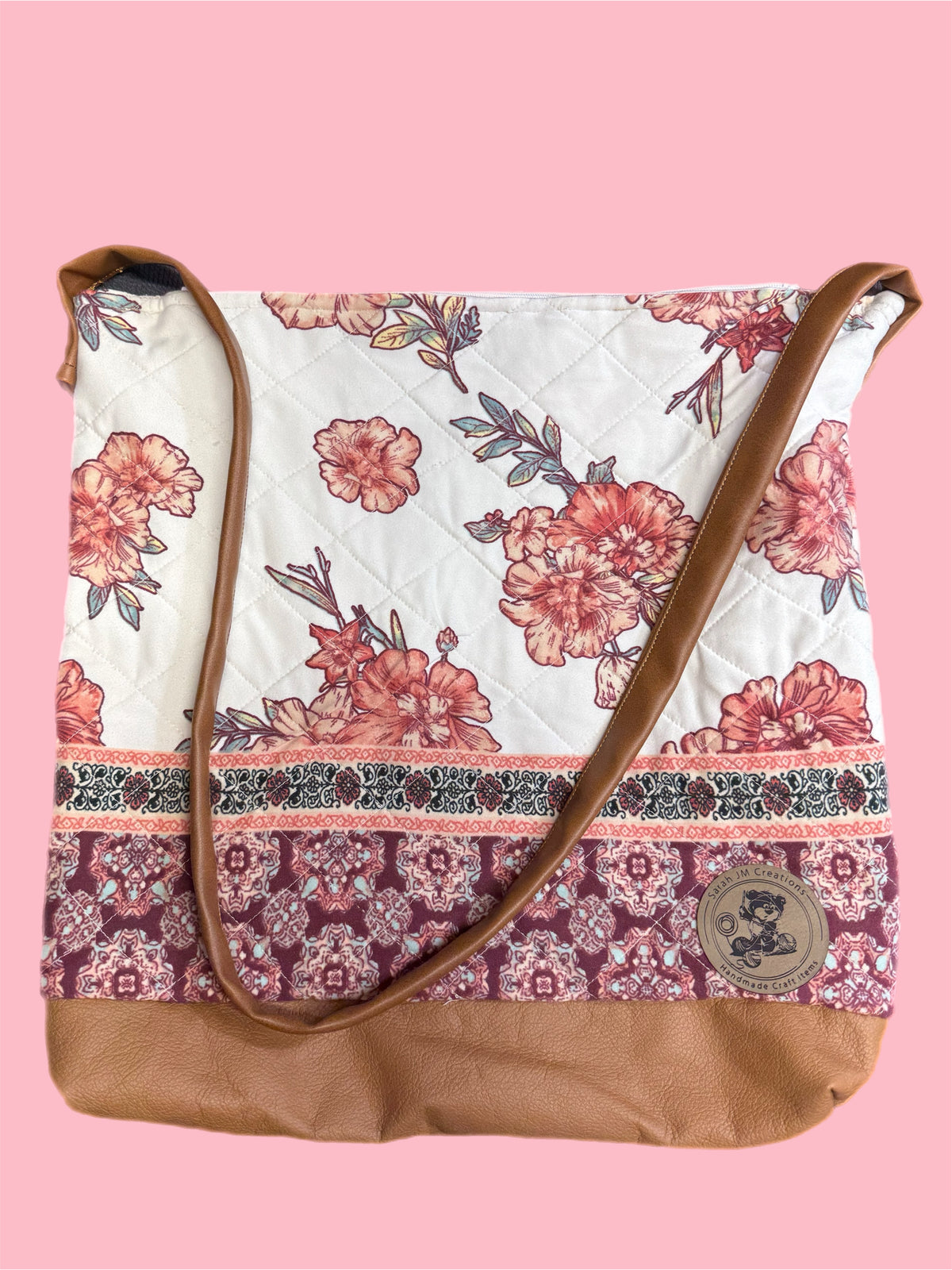 Quilted Shoulder Bag with Leather Base