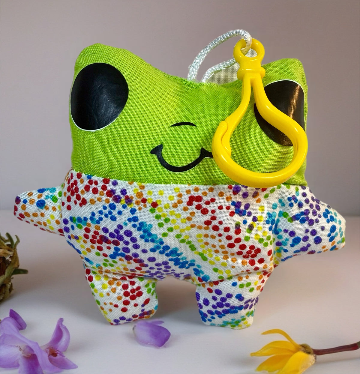 'Uggokin' Palm Monster Plush Keychain- Rainbow Frog