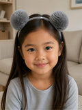 Cosplay Mask- Clear Headband (Sm Gray Pom)