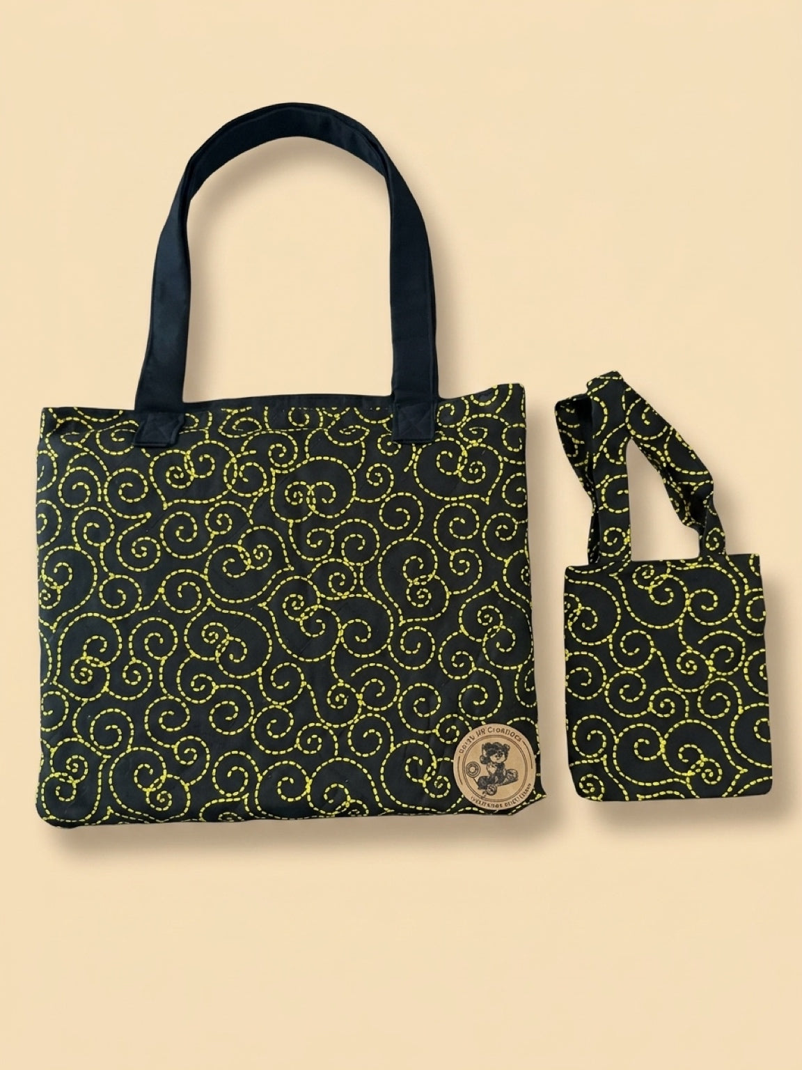 My Mini & Me Yellow Spiral Quilted Bags (Lrg)