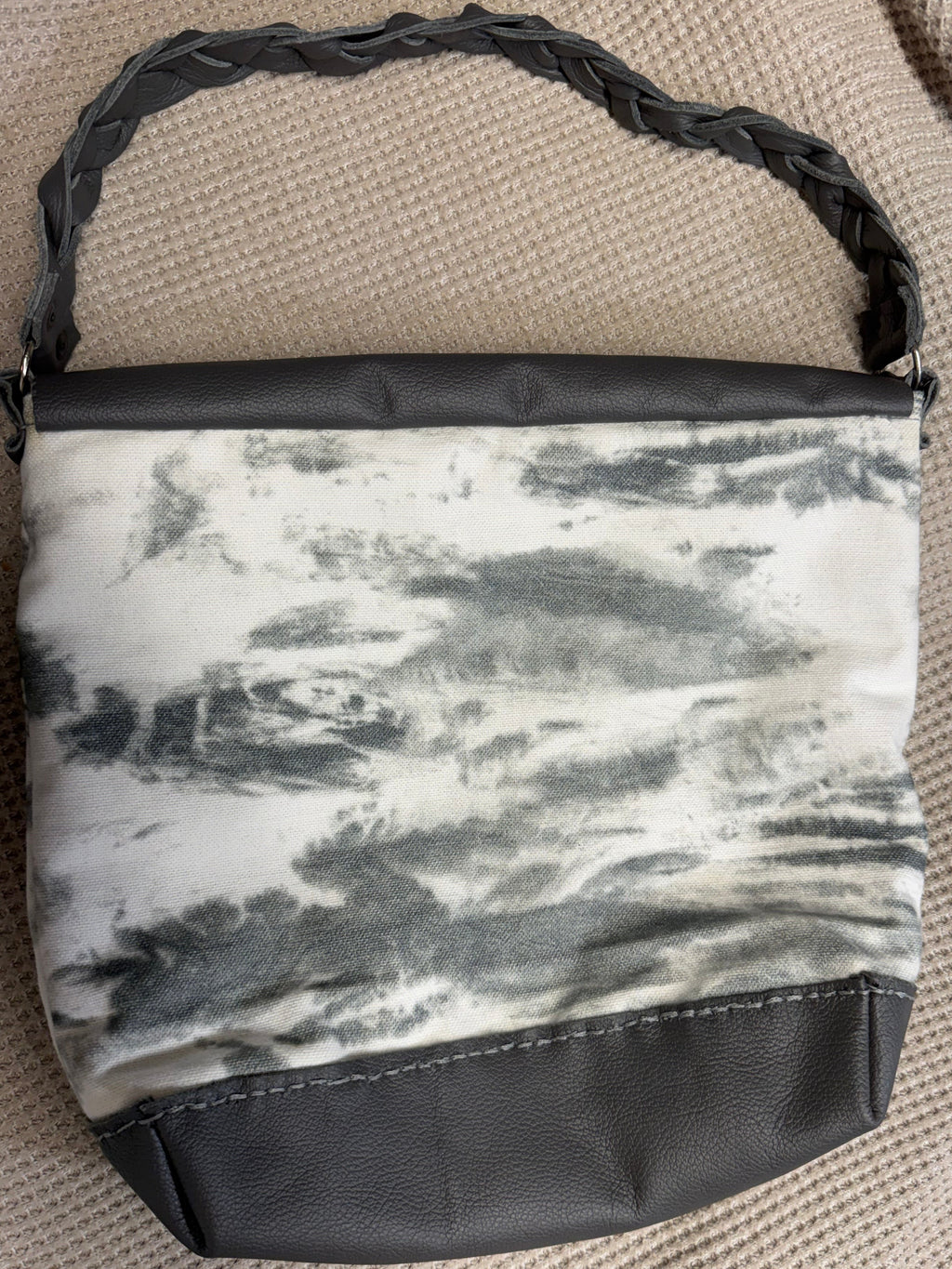 Gray Leather Handbag