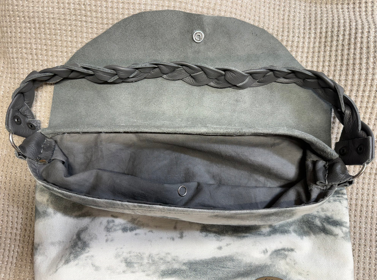 Gray Leather Handbag