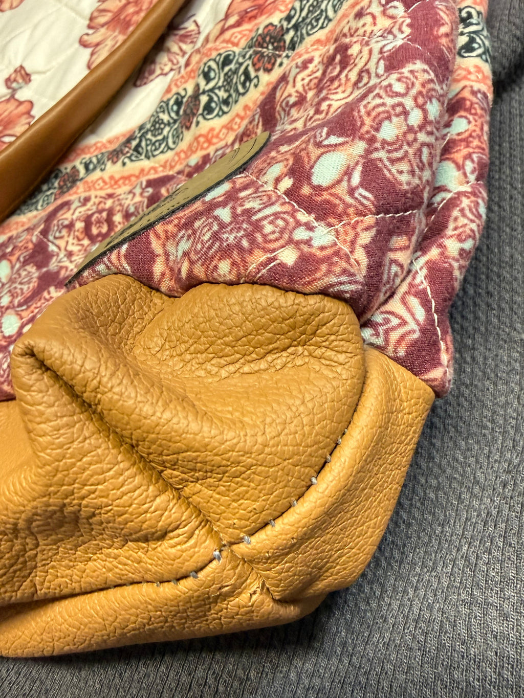 Quilted Shoulder Bag with Leather Base