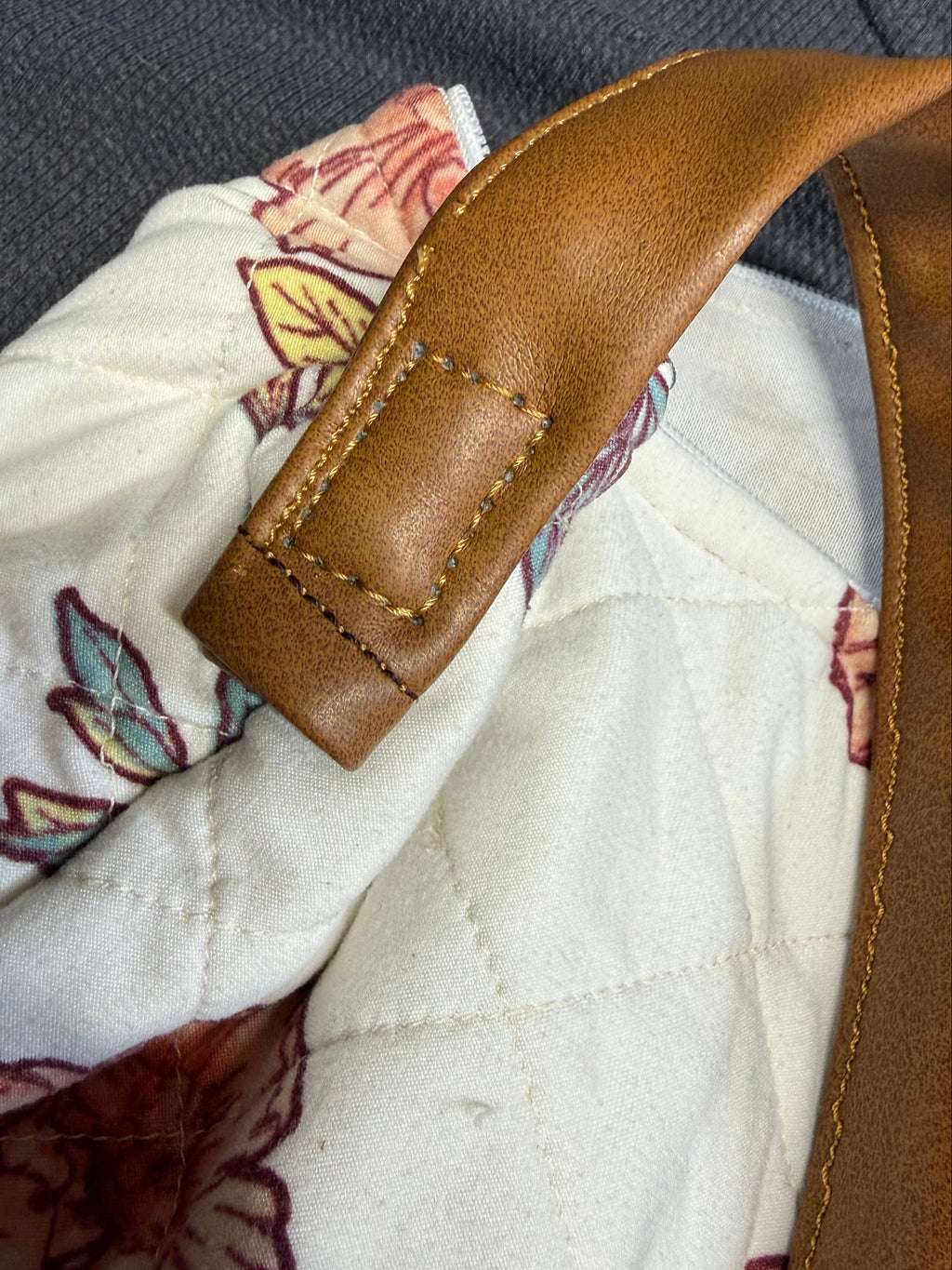 Quilted Shoulder Bag with Leather Base